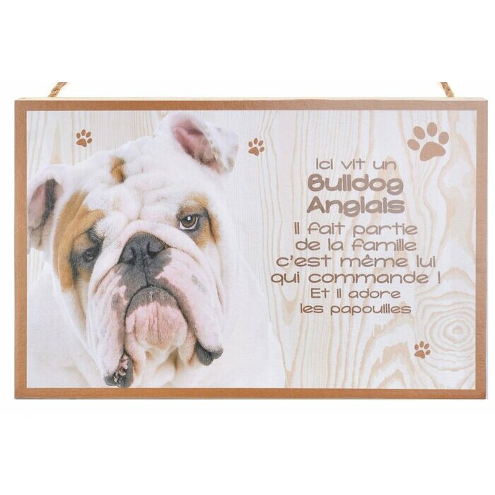 Plaque Bois Décorative Bulldog Anglais