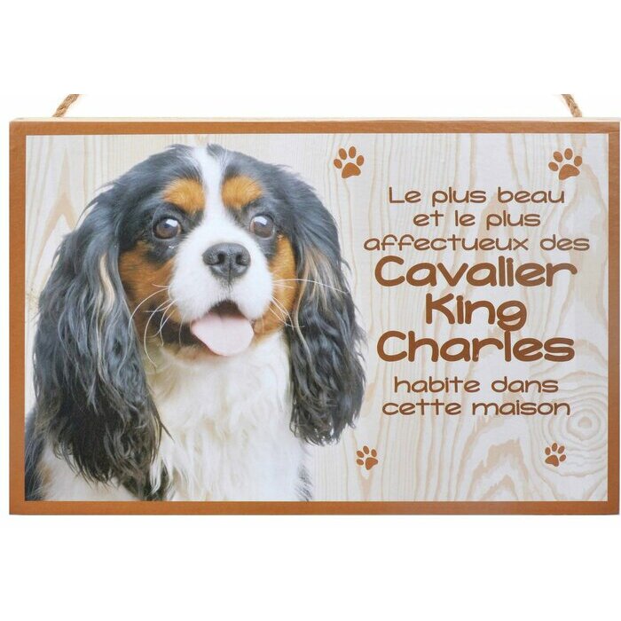 Plaque Bois Décorative Cavalier King Charles Tricolore