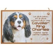 Plaque Bois Décorative Cavalier King Charles Tricolore