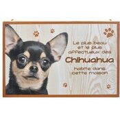 Plaque Bois Dcorative Chihuahua noir et blanc