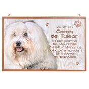 Plaque Bois Dcorative Coton de Tulear
