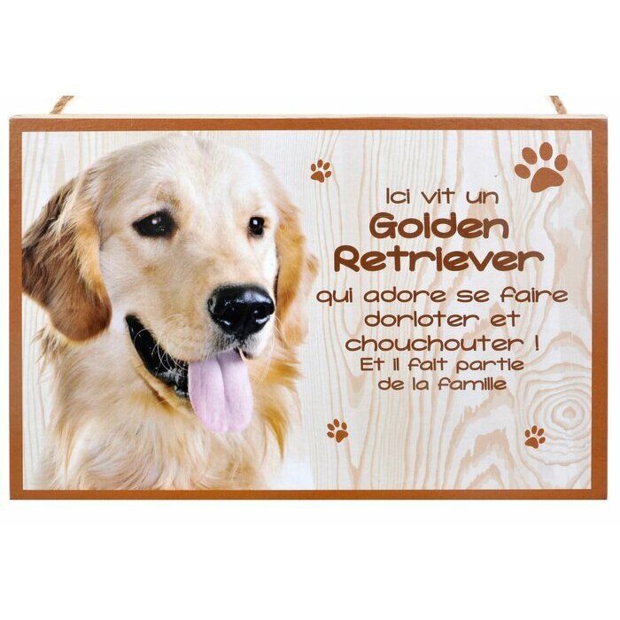 Plaque Bois Dcorative Golden Retriever