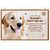 Plaque Bois Dcorative Golden Retriever