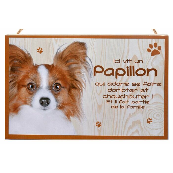 Plaque Bois Dcorative Epagneul Papillon