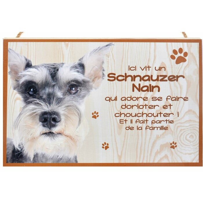 Plaque Bois Dcorative Schnauzer Nain