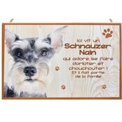 Plaque Bois Dcorative Schnauzer Nain