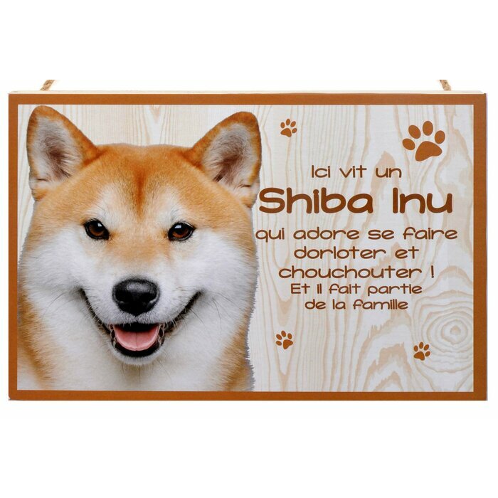 Plaque Bois Dcorative Shiba Inu