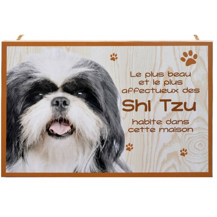 Plaque Bois Décorative Shih tzu
