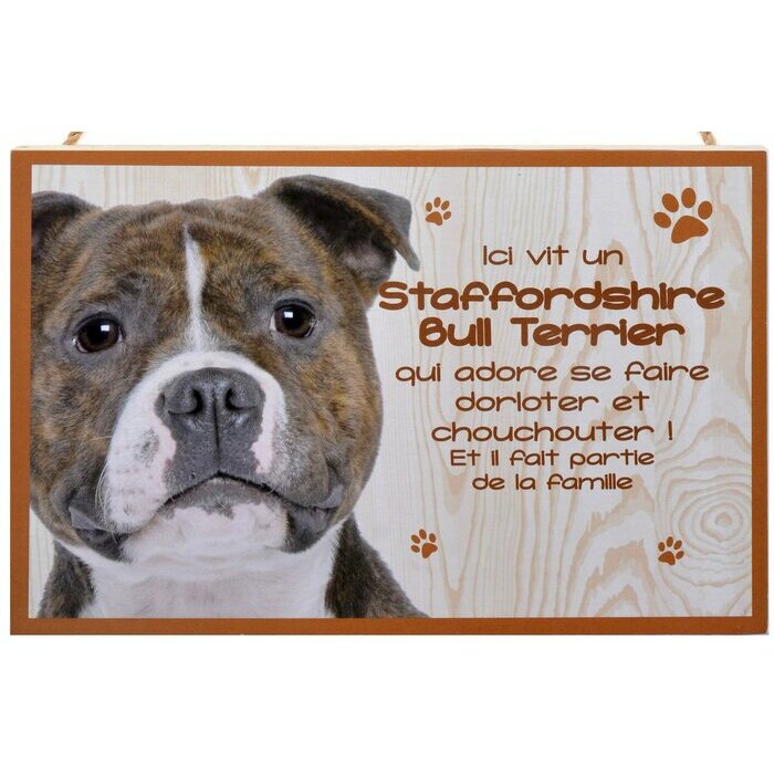 Plaque Bois Dcorative Staffordshire Bull Terrier
