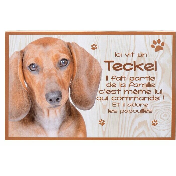 Plaque Bois Décorative Teckel poil court