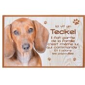 Plaque Bois Décorative Teckel poil court