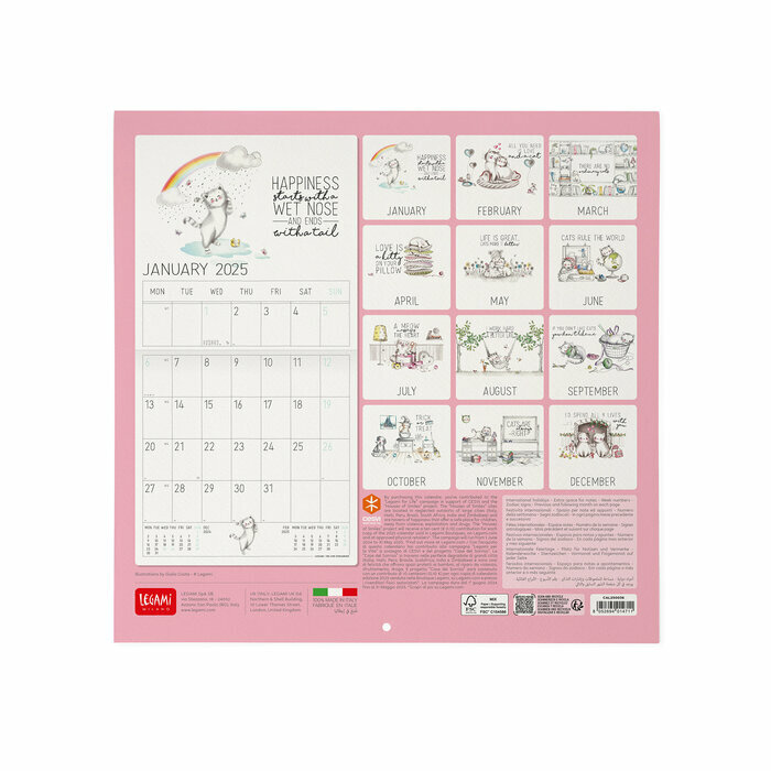 Calendrier 2025 Dessins Chat Cute
