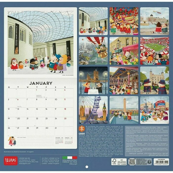 Calendrier Mural 2025 Affiche Londres