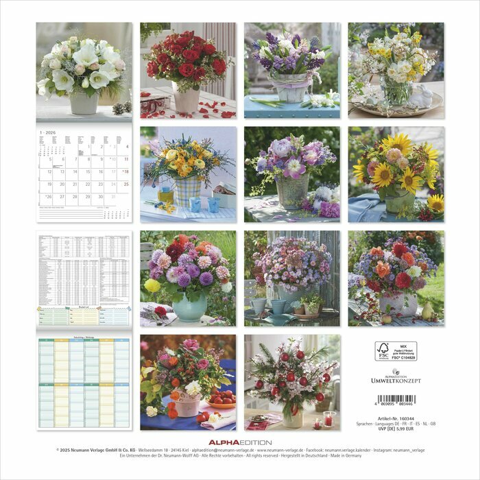Calendrier Jardin 2025 Bouquet de fleurs