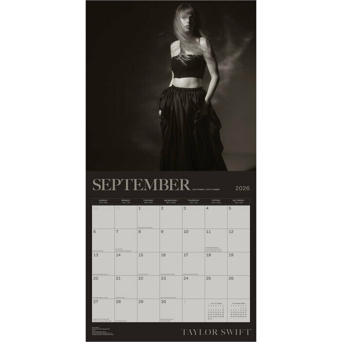 Calendrier mural 2026 Chanteuse Taylor Swift