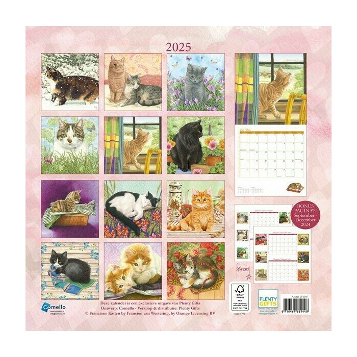 Calendrier Papier 2025 Dessin Chats Francien Katten