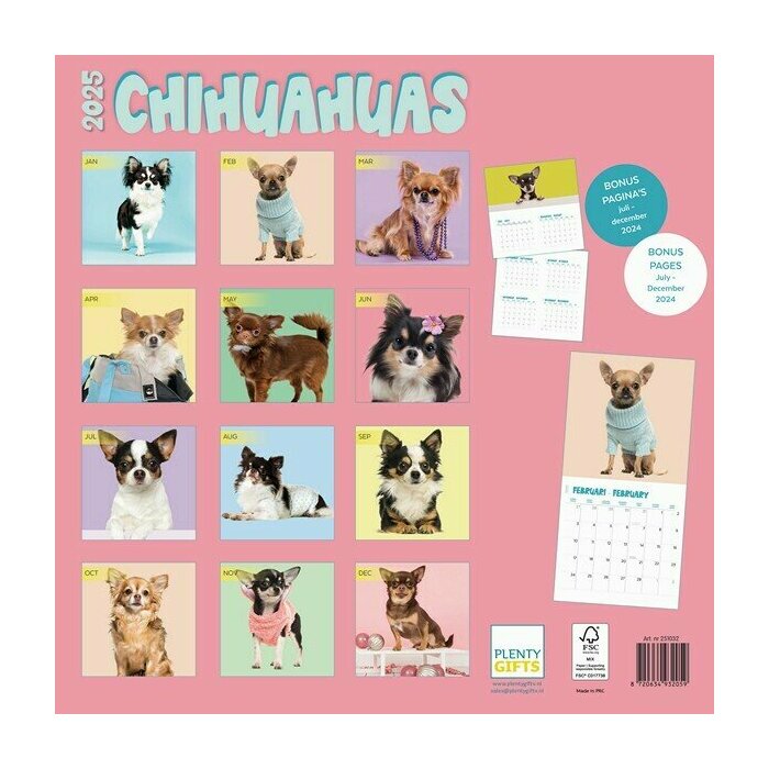 Calendrier Papier 2025 Chihuahua Fun Studio