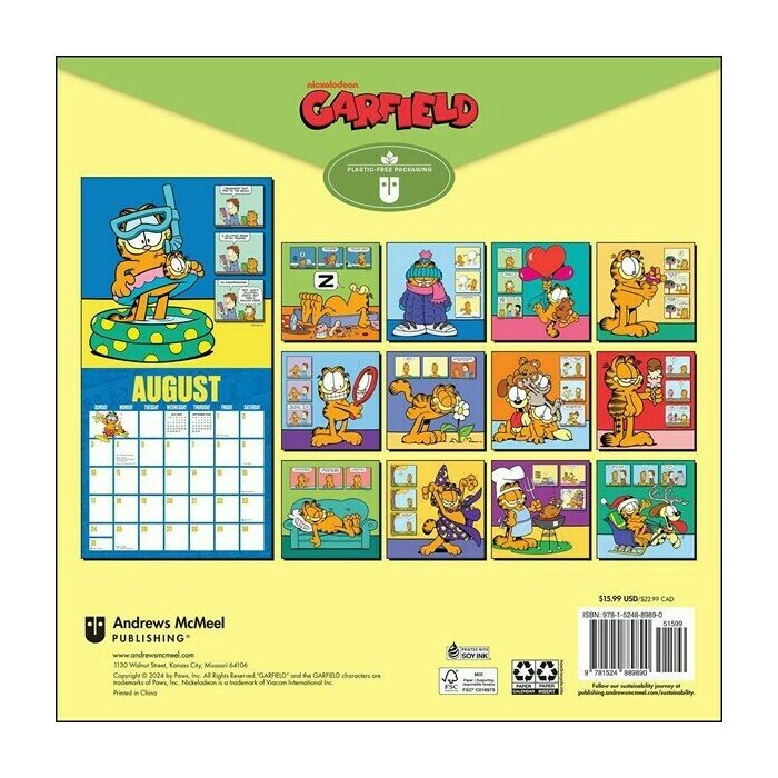 Calendrier Mural 2025 Garfield Dessin Anim