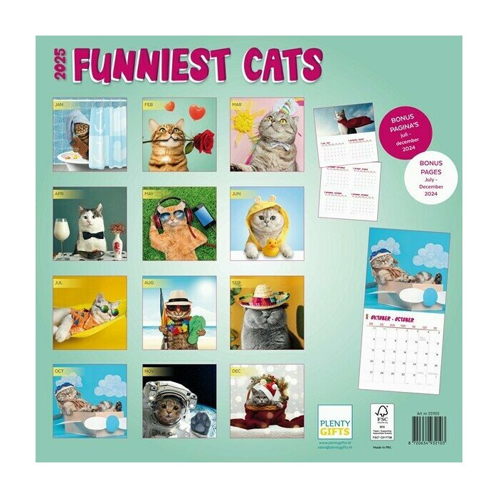 Calendrier Papier 2025 Chats Humour Fun Studio