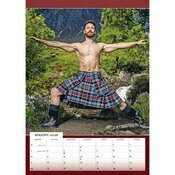 Calendrier  Papier 2026 Sexy Homme en Yoga Kilt Ecossais A3