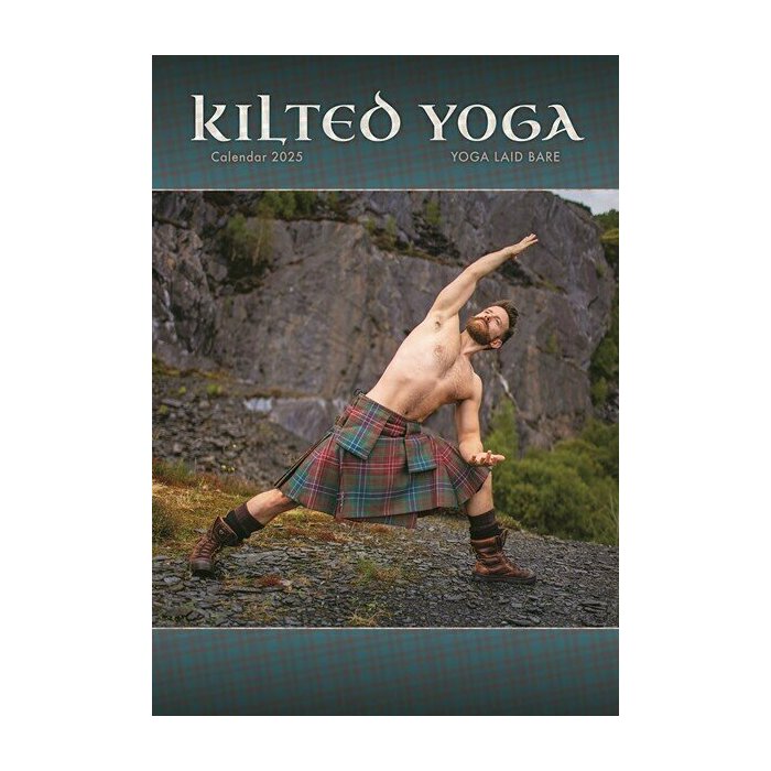 Calendrier Mural 2025 Sexy Homme en Yoga Kilt Ecossais A3