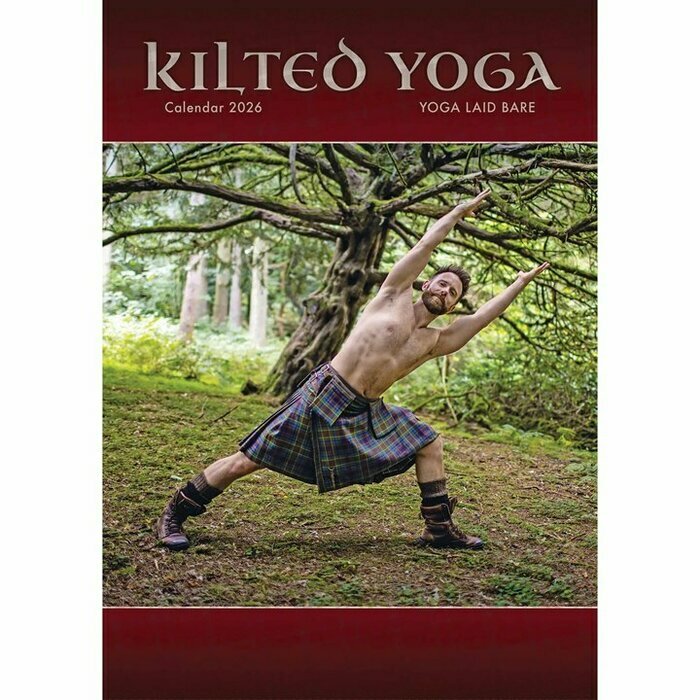 Calendrier Mural 2026 Sexy Homme en Yoga Kilt Ecossais A3