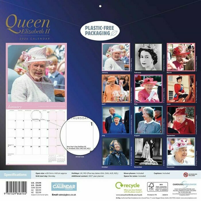 Calendrier Papier 2025 Reine Elisabeth II