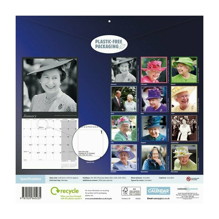 Calendrier Papier 2025 Reine Elisabeth II