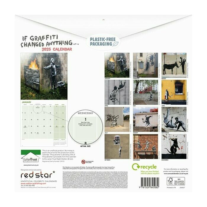 Calendrier Mural 2025 Banksy Street Art Urbain