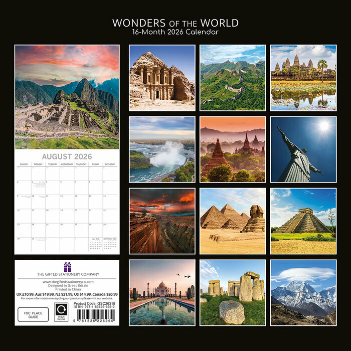 Calendrier 2026 Merveilles du Monde