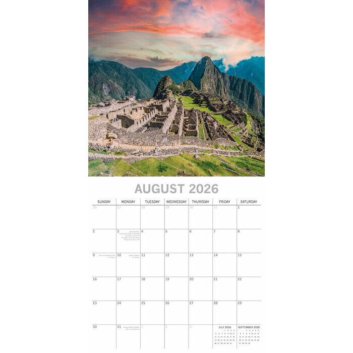Calendrier Muraille 2026 Merveilles du Monde