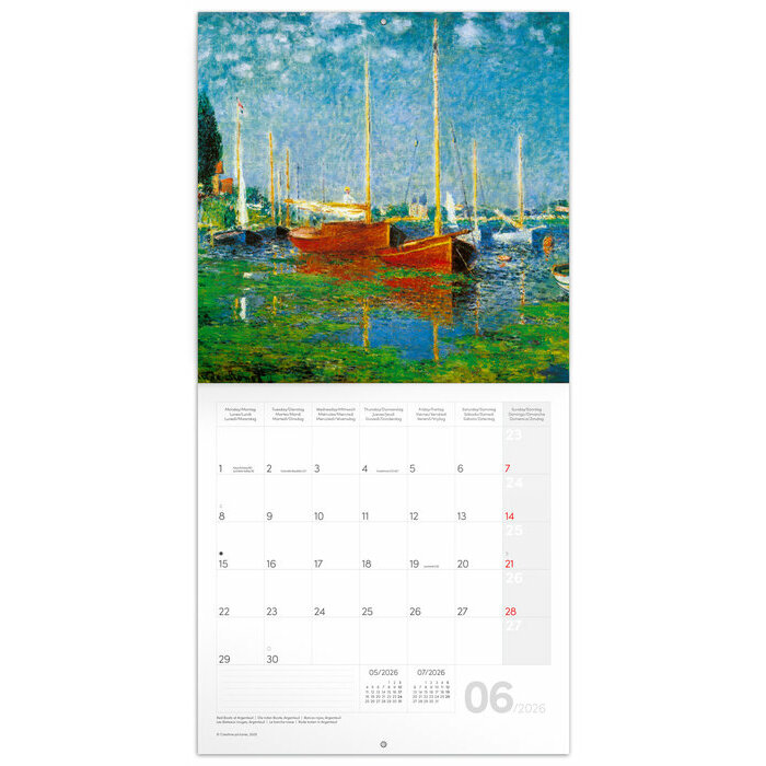 Calendrier 2026 Art Claude Monet