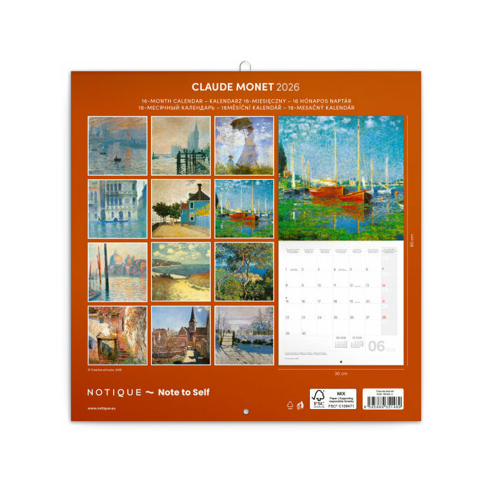 Calendrier 2026 mural  Art Claude Monet