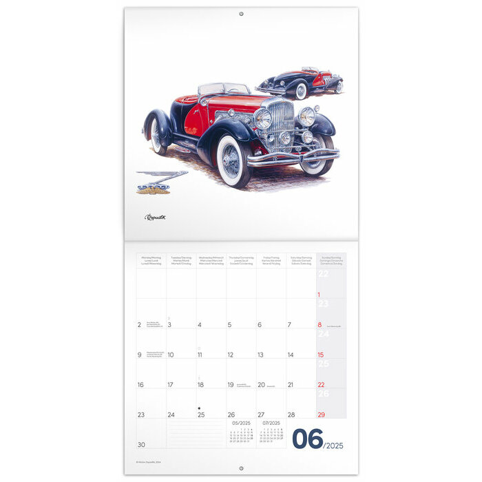 Calendrier 2025 Dessins Voitures Anciennes Rtro