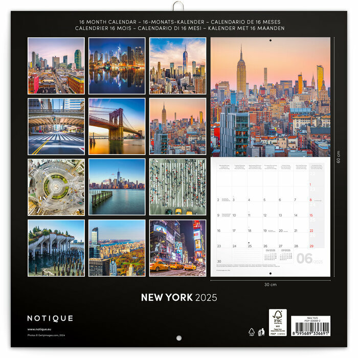 Calendrier Papier 2025 Ville New York 