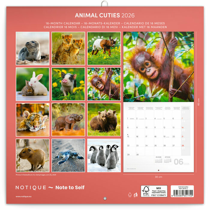 Calendrier 2026 Animaux Cutes