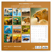 Calendrier 2026 Animaux Sauvages Savane