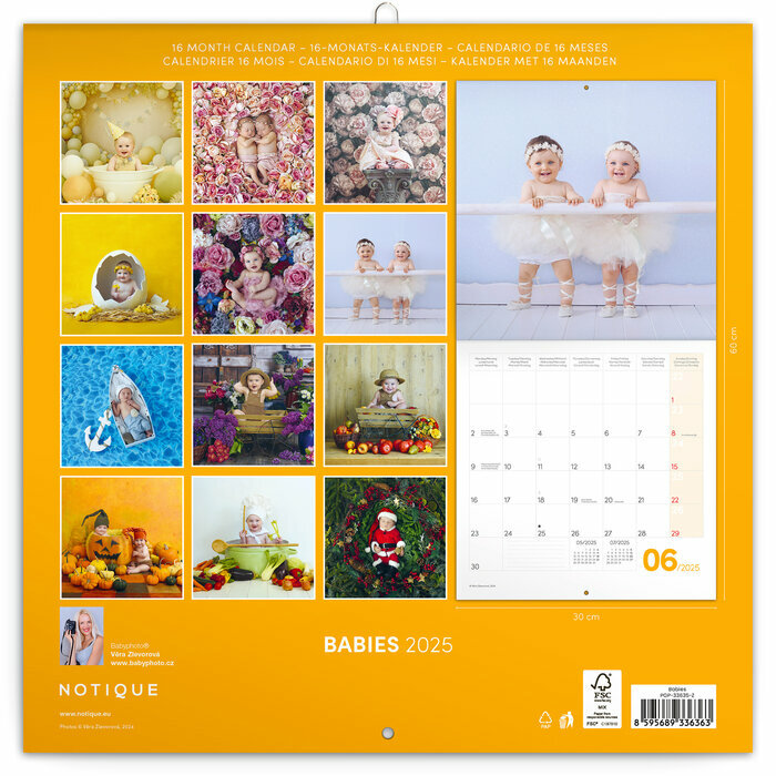 Calendrier Papier 2025 Photos Bébés Nourrissons 