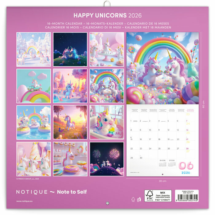 Calendrier 2026 Happy Licornes et Tatouages