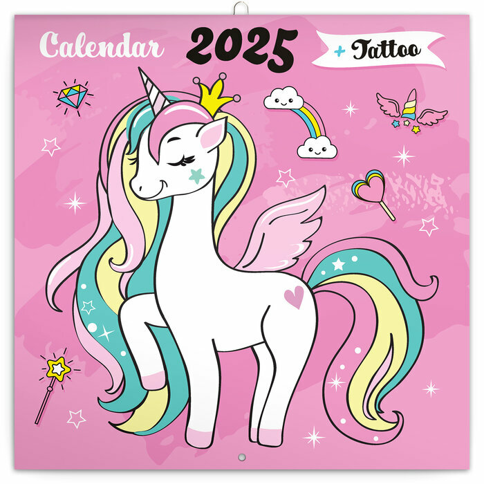 Calendrier Mural 2025 Happy Licornes et Tatouages