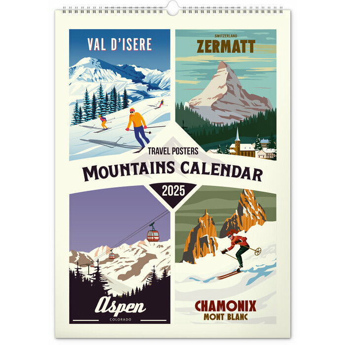 Maxi Calendrier Papier 2025 Affiches Montagnes Vintage