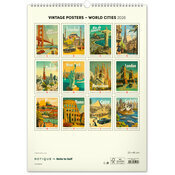 Calendrier Spirale 2026 Affiches Vintage Villes du Monde