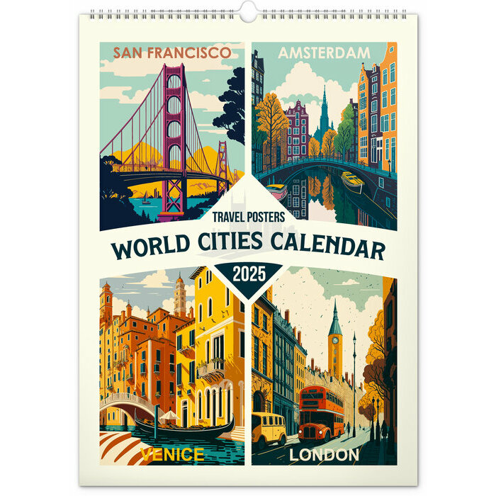 Maxi Calendrier Spirale 2025 Affiches Vintage Villes du Monde