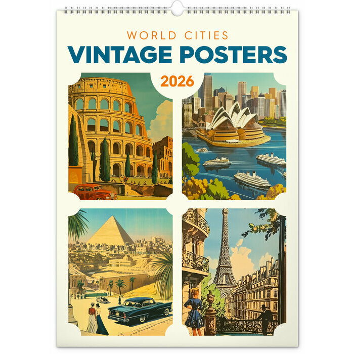 Maxi Calendrier Spirale 2026 Affiches Vintage Villes du Monde