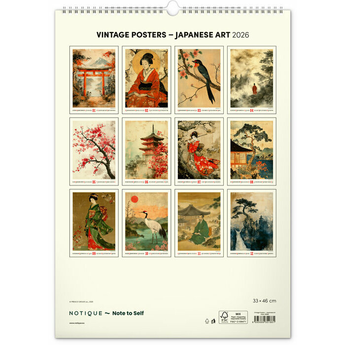 Maxi Calendrier Japon 2025 Affiches Vintage Art Japonais