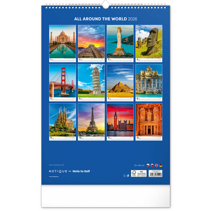 Maxi Calendrier 2026 Voyage autour du Monde papier