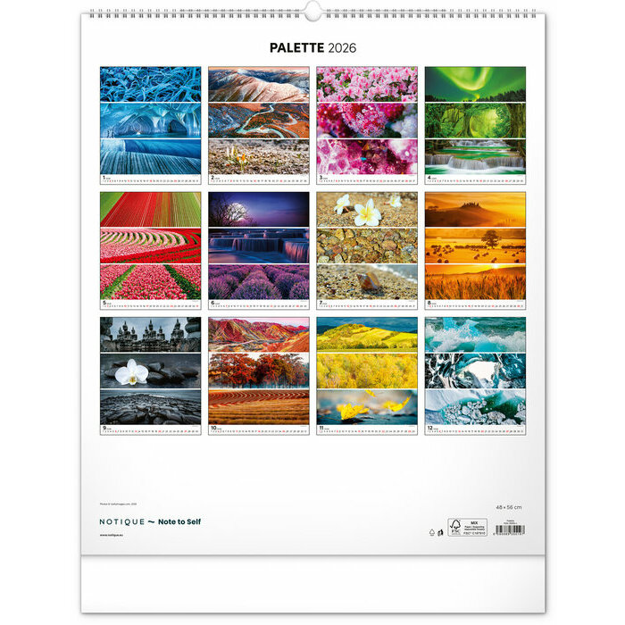 Maxi Calendrier Mural 2025 Palettes de Paysages Colors