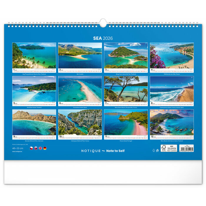 Maxi Calendrier Mural 2025 Paysages Bords de Mer Ocan