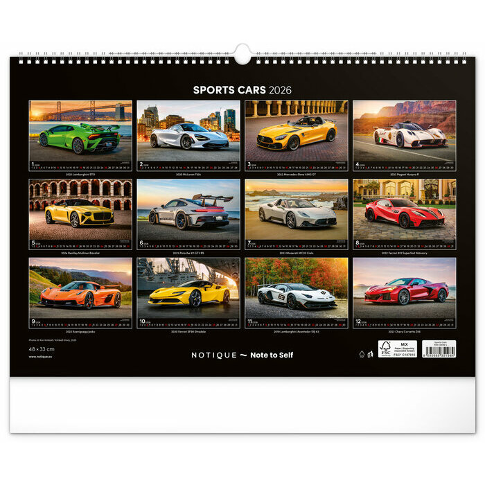 Maxi Calendrier 2026 Voitures Supercars Puissantes