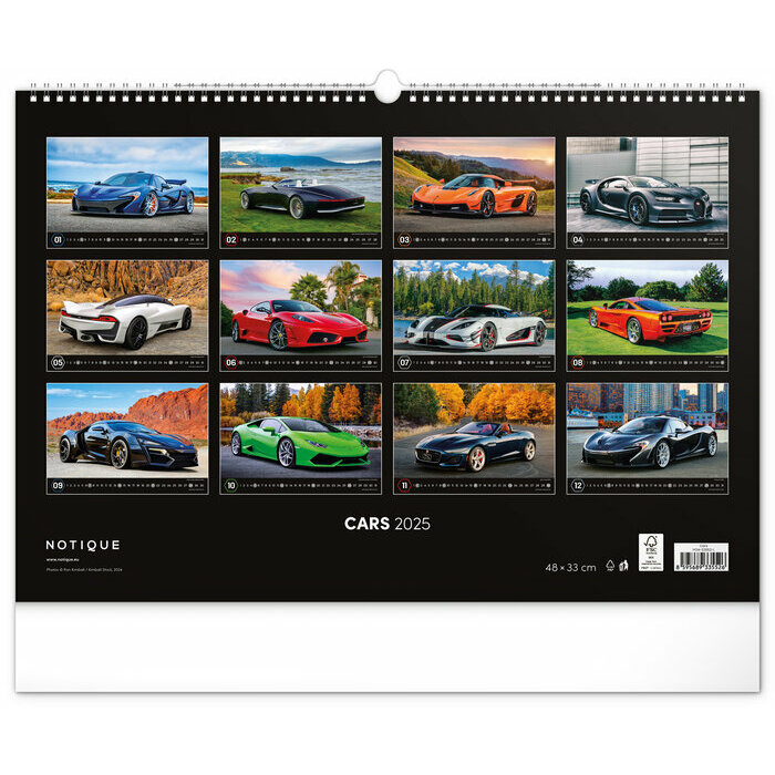 Maxi Calendrier Papier 2025 Voitures Supercars Puissantes